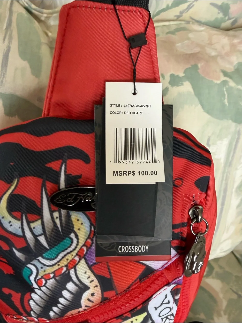Ed Hardy Skull Eagle Sling Bag Red Heart Crossbody Backpack New With Tags